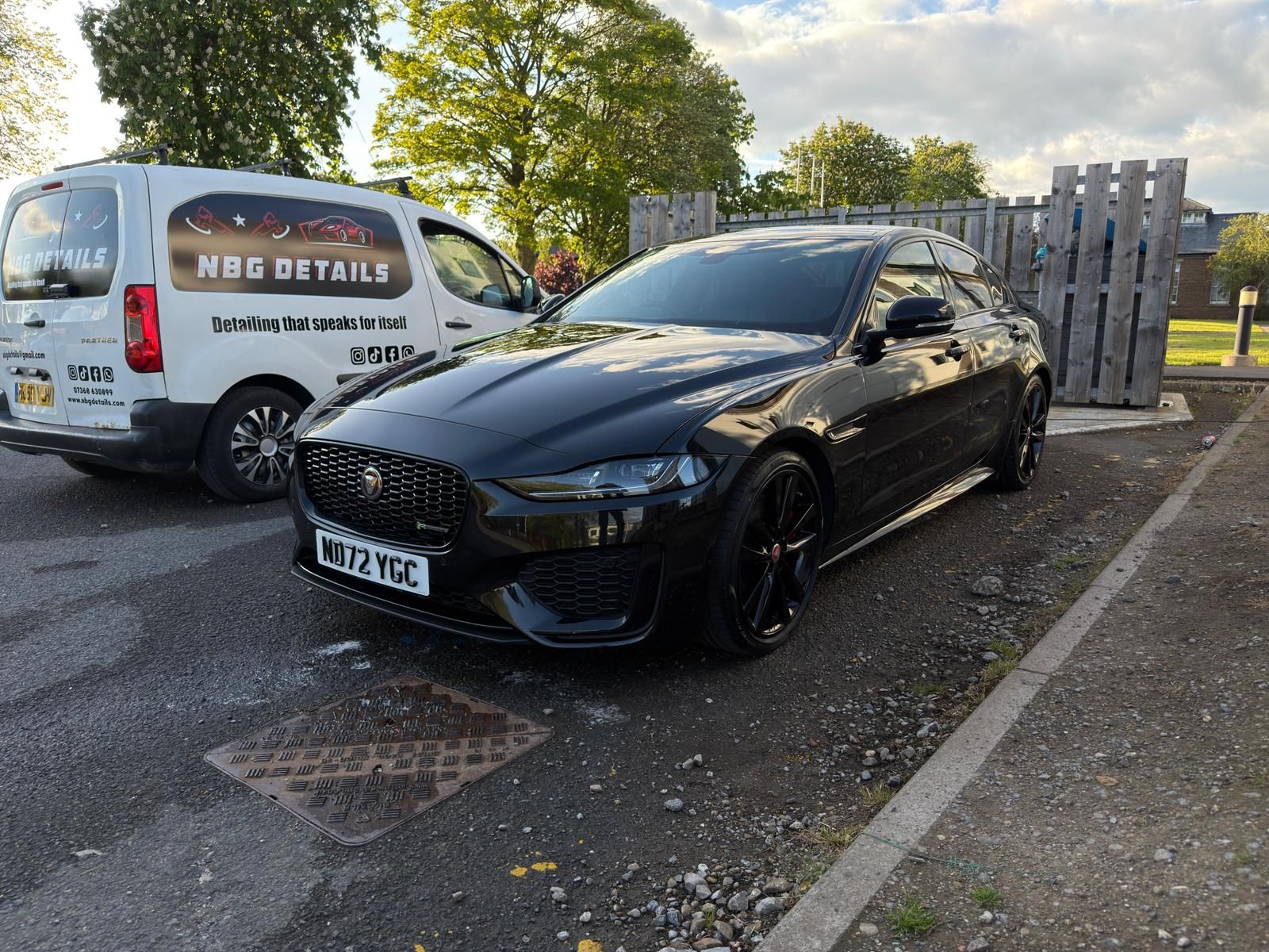 NBGDETAILS detailing van beside a Jaguar